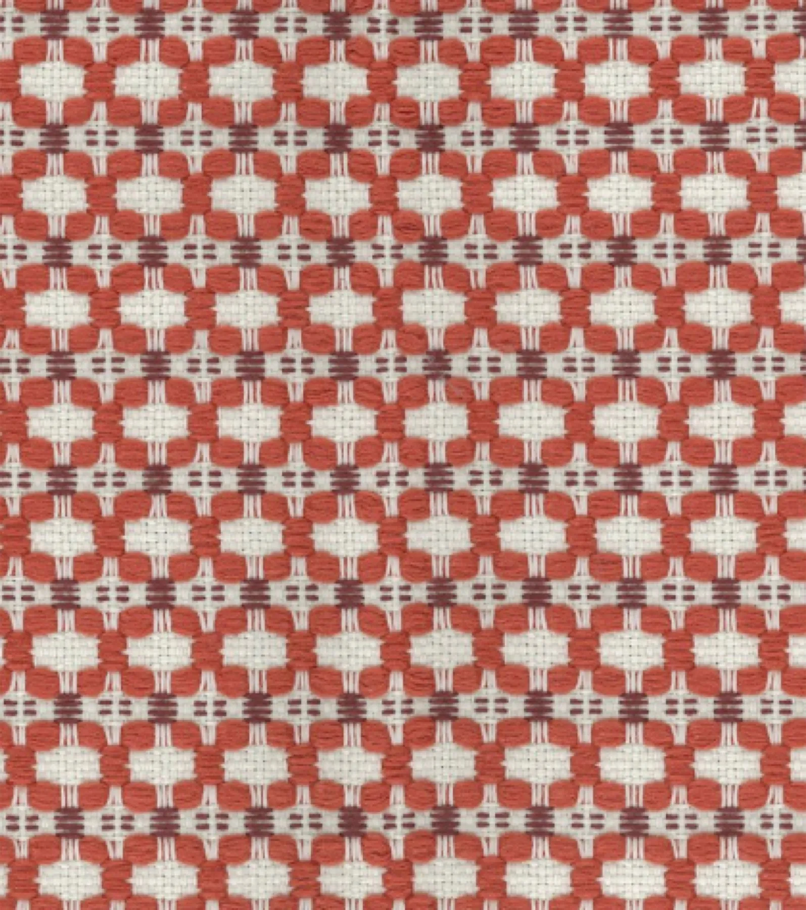 El estampado geométrico E4, en rojo y blanco, que forra la alcoba del Oddie marino